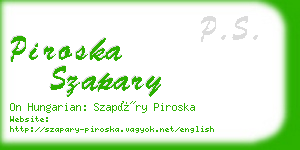 piroska szapary business card